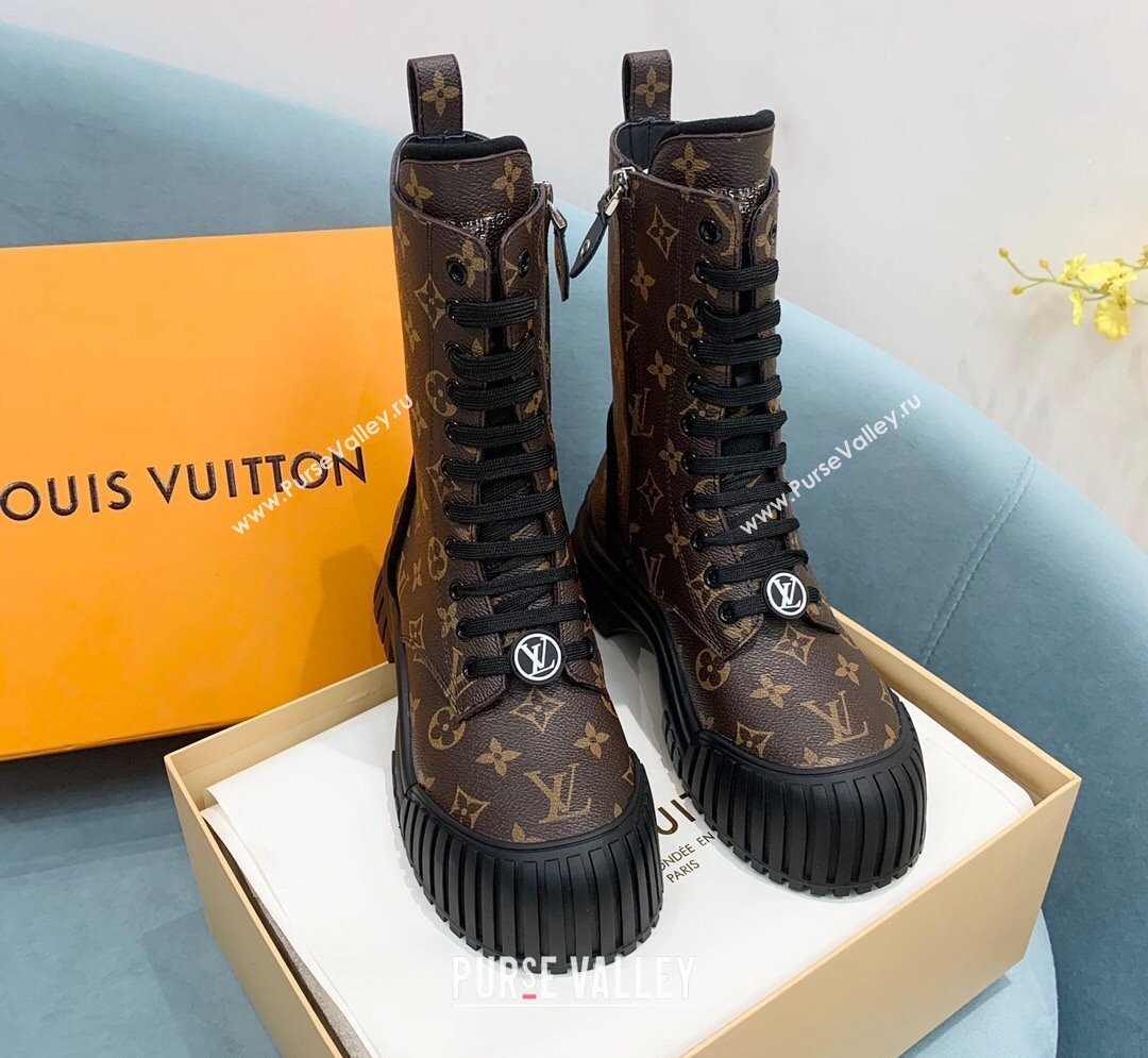 Louis Vuitton Ruby Flat Ranger Lace-up Boots in Monogram Canvas Brown 2024 1AHCVL (KER-241114085)