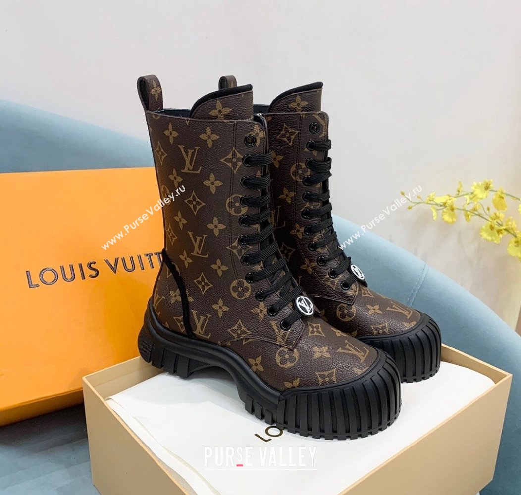 Louis Vuitton Ruby Flat Ranger Lace-up Boots in Monogram Canvas Brown 2024 1AHCVL (KER-241114085)