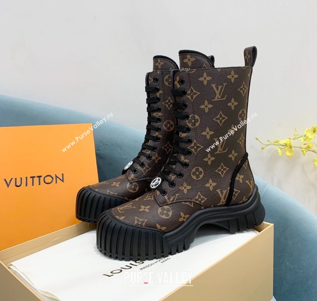 Louis Vuitton Ruby Flat Ranger Lace-up Boots in Monogram Canvas Brown 2024 1AHCVL (KER-241114085)