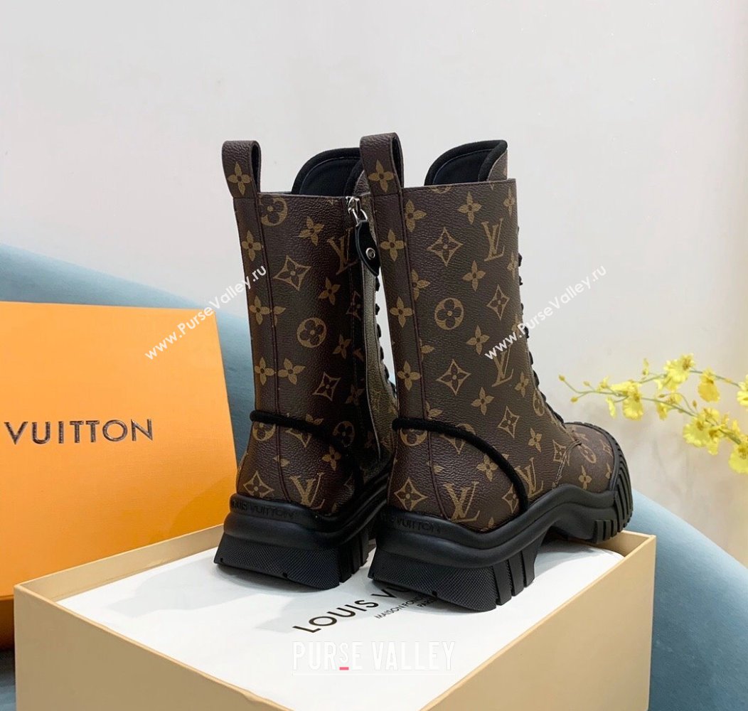 Louis Vuitton Ruby Flat Ranger Lace-up Boots in Monogram Canvas Brown 2024 1AHCVL (KER-241114085)