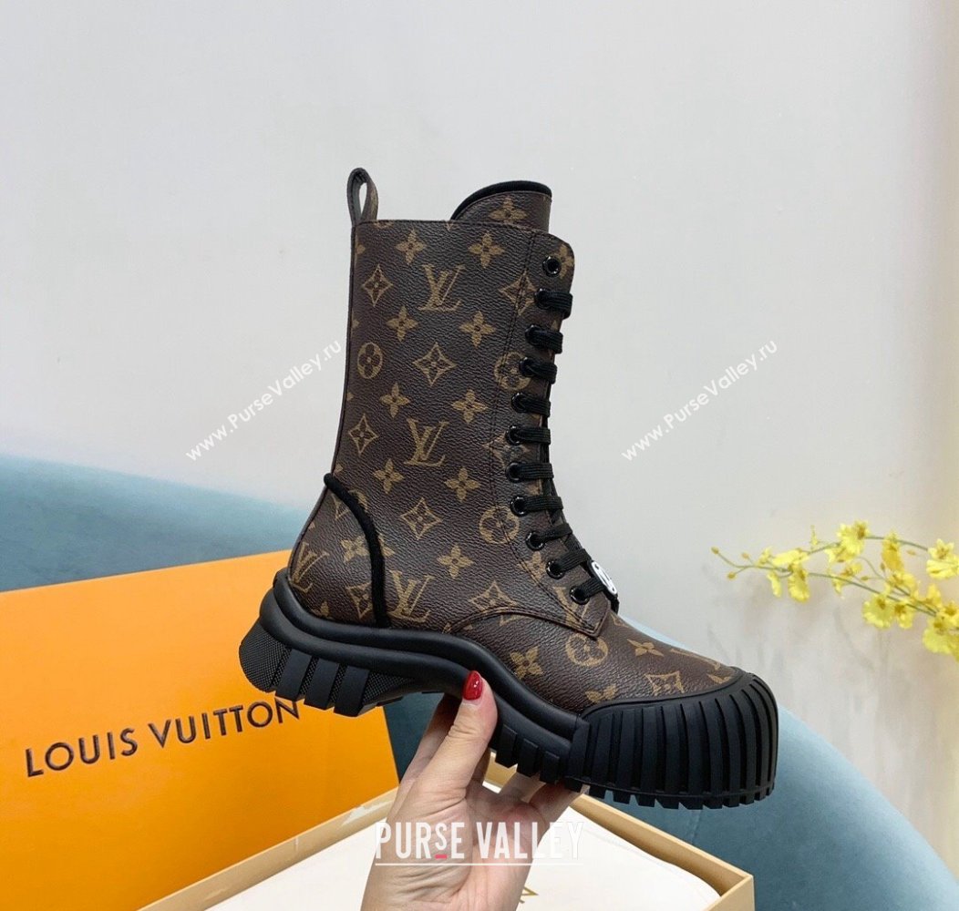 Louis Vuitton Ruby Flat Ranger Lace-up Boots in Monogram Canvas Brown 2024 1AHCVL (KER-241114085)