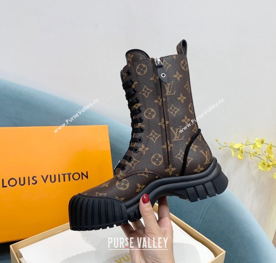 Louis Vuitton Ruby Flat Ranger Lace-up Boots in Monogram Canvas Brown 2024 1AHCVL (KER-241114085)