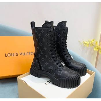 Louis Vuitton Ruby Flat Ranger Lace-up Boots in Monogram Canvas Black 2024 1AHCVL (KER-241114086)