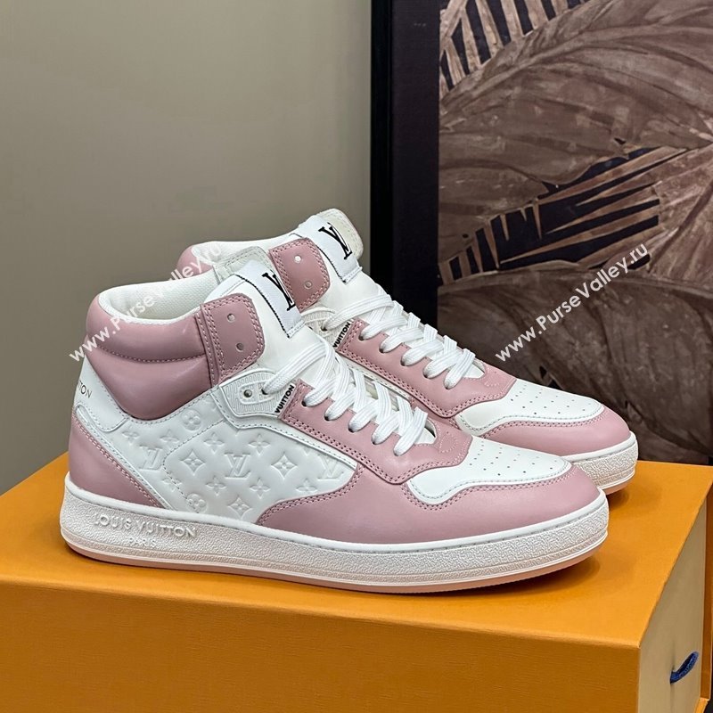 Louis Vuitton LV Stadium Mid Top Sneakers in Monogram-Debossed Leather Pink 2024 1ADCP5 (KL-241114066)