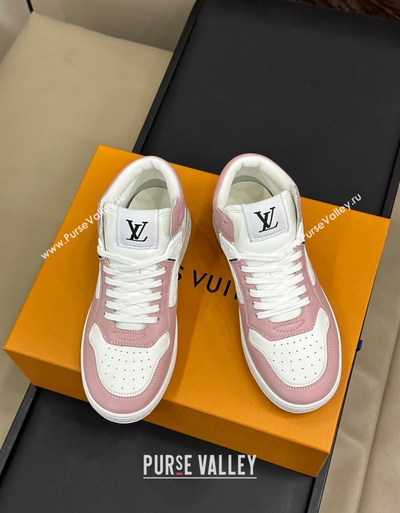 Louis Vuitton LV Stadium Mid Top Sneakers in Monogram-Debossed Leather Pink 2024 1ADCP5 (KL-241114066)