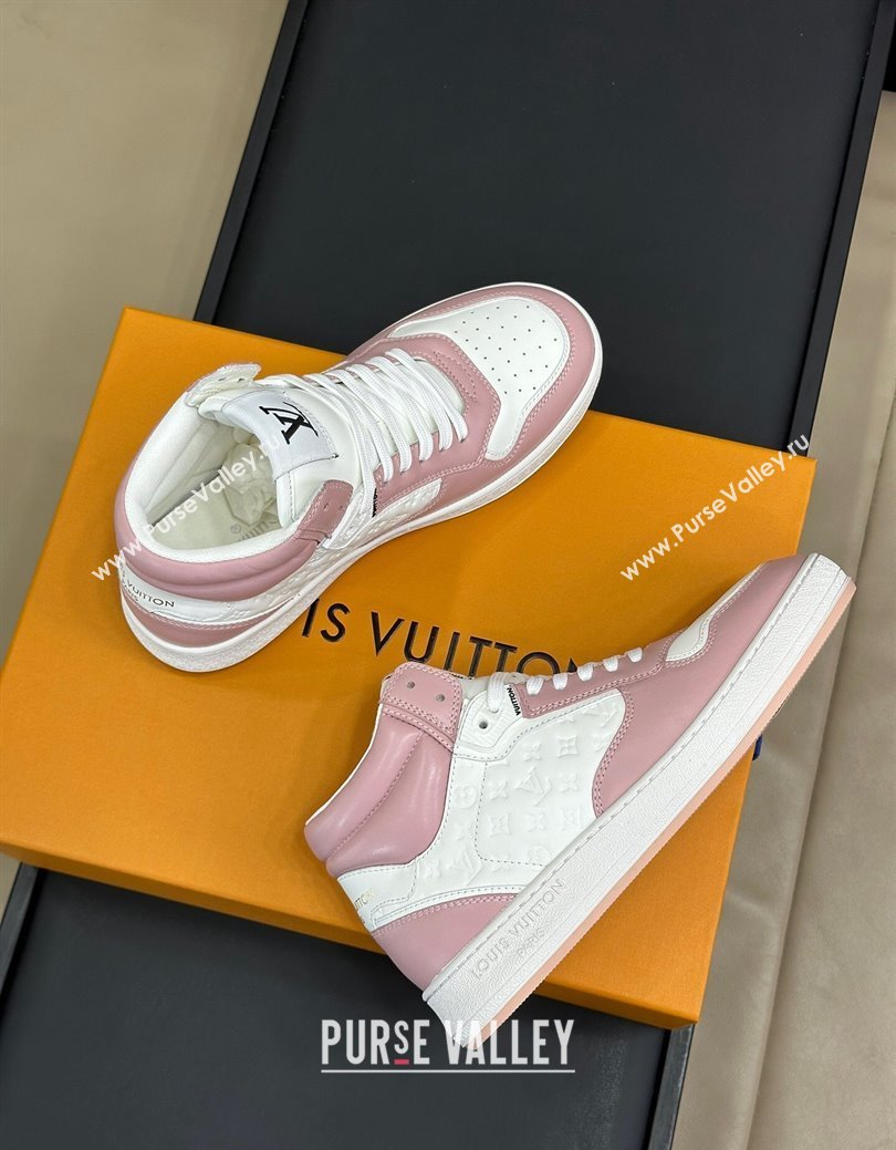 Louis Vuitton LV Stadium Mid Top Sneakers in Monogram-Debossed Leather Pink 2024 1ADCP5 (KL-241114066)