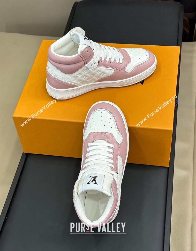 Louis Vuitton LV Stadium Mid Top Sneakers in Monogram-Debossed Leather Pink 2024 1ADCP5 (KL-241114066)