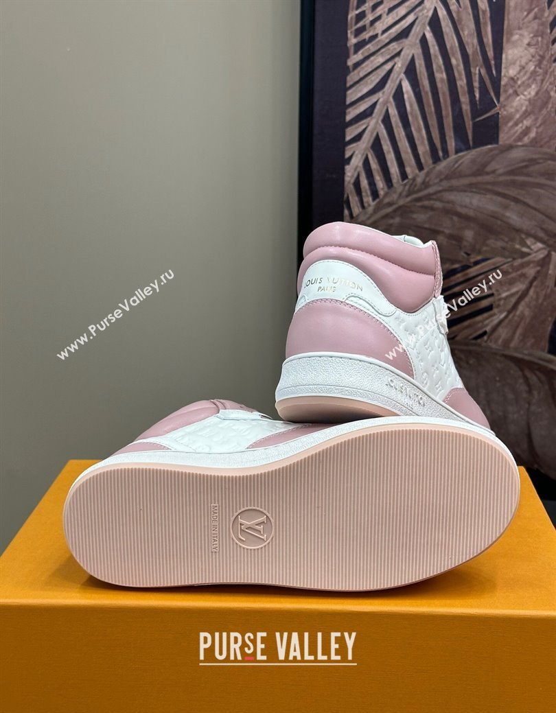 Louis Vuitton LV Stadium Mid Top Sneakers in Monogram-Debossed Leather Pink 2024 1ADCP5 (KL-241114066)