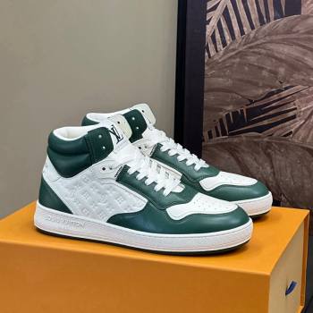 Louis Vuitton LV Stadium Mid Top Sneakers in Monogram-Debossed Leather Green 2024 1ADCP5 (KL-241114067)