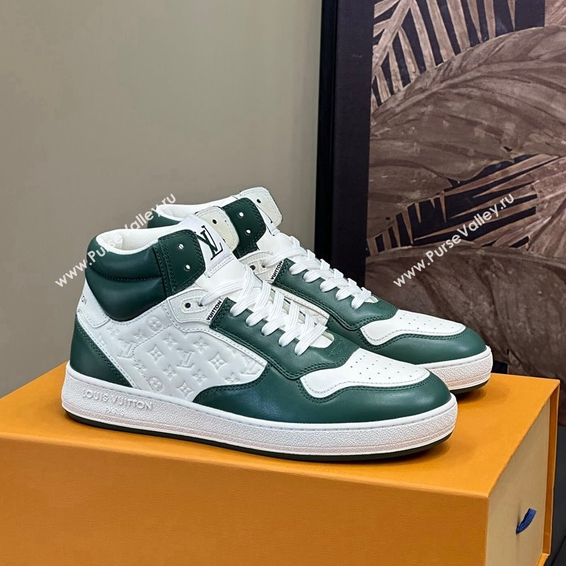 Louis Vuitton LV Stadium Mid Top Sneakers in Monogram-Debossed Leather Green 2024 1ADCP5 (KL-241114067)