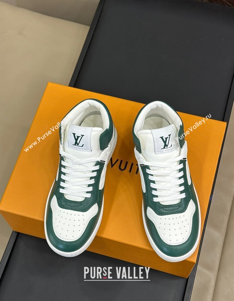 Louis Vuitton LV Stadium Mid Top Sneakers in Monogram-Debossed Leather Green 2024 1ADCP5 (KL-241114067)