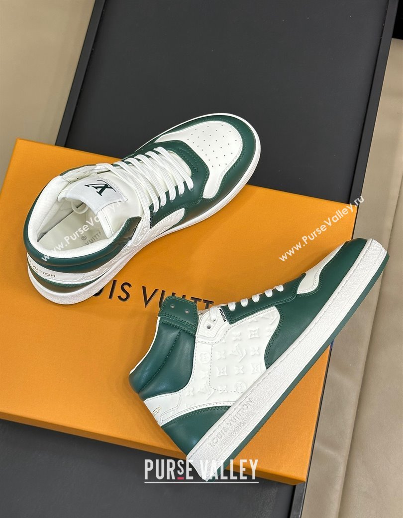 Louis Vuitton LV Stadium Mid Top Sneakers in Monogram-Debossed Leather Green 2024 1ADCP5 (KL-241114067)