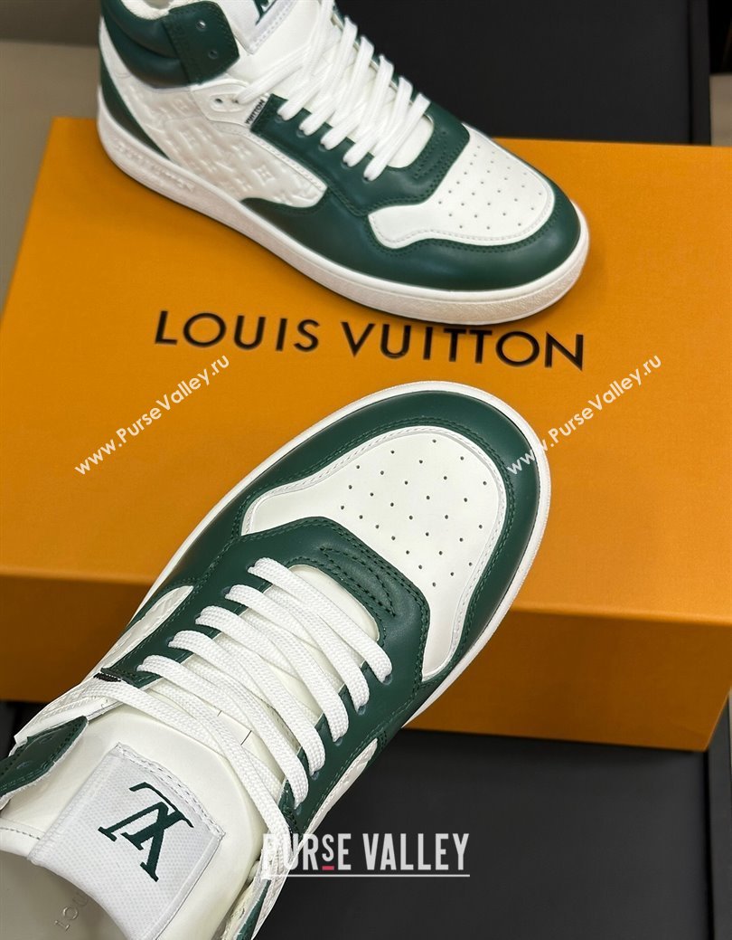 Louis Vuitton LV Stadium Mid Top Sneakers in Monogram-Debossed Leather Green 2024 1ADCP5 (KL-241114067)