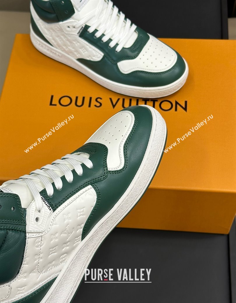 Louis Vuitton LV Stadium Mid Top Sneakers in Monogram-Debossed Leather Green 2024 1ADCP5 (KL-241114067)