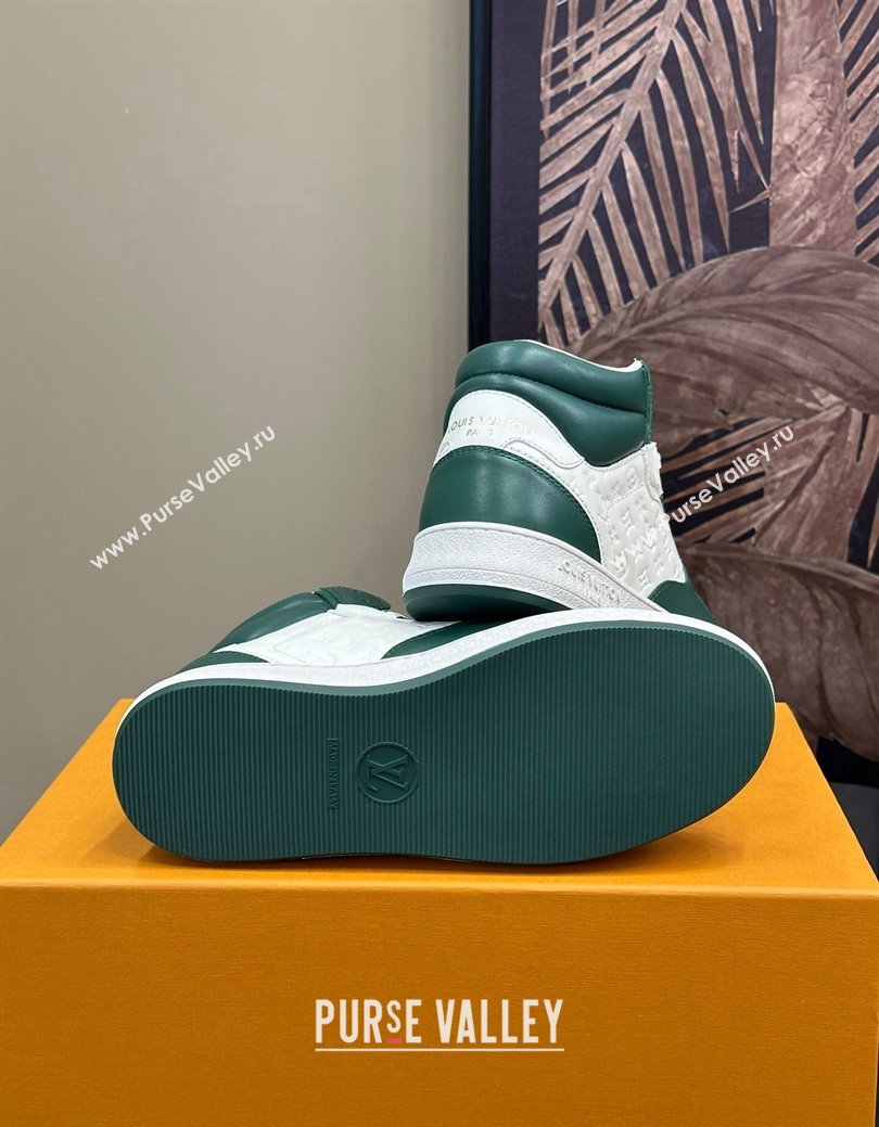 Louis Vuitton LV Stadium Mid Top Sneakers in Monogram-Debossed Leather Green 2024 1ADCP5 (KL-241114067)