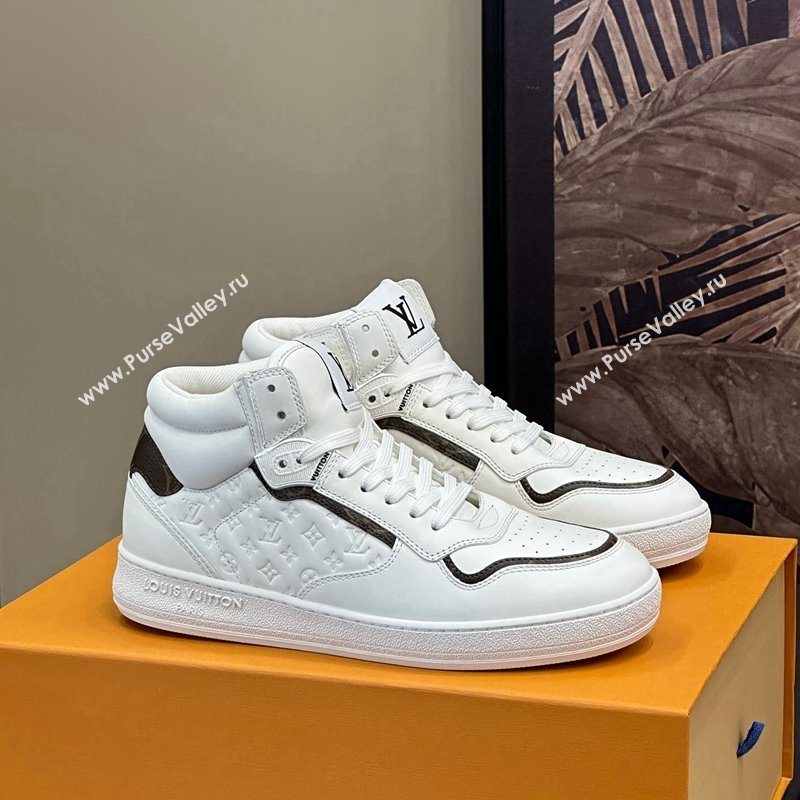 Louis Vuitton LV Stadium Mid Top Sneakers in Monogram-Debossed Leather White 2024 1ADCP5 (KL-241114068)