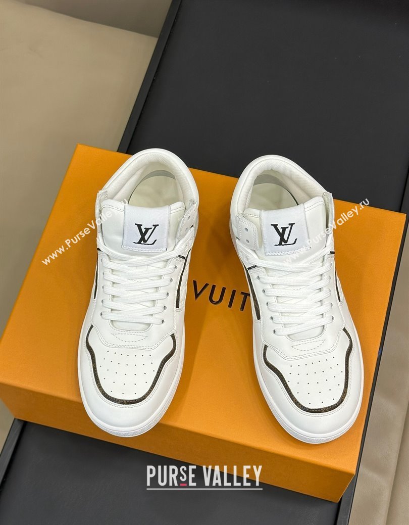 Louis Vuitton LV Stadium Mid Top Sneakers in Monogram-Debossed Leather White 2024 1ADCP5 (KL-241114068)