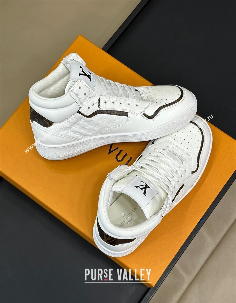 Louis Vuitton LV Stadium Mid Top Sneakers in Monogram-Debossed Leather White 2024 1ADCP5 (KL-241114068)