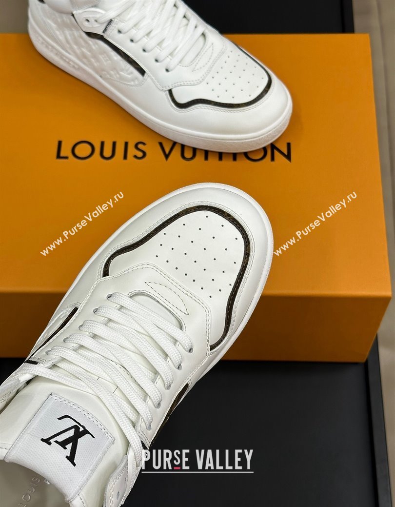 Louis Vuitton LV Stadium Mid Top Sneakers in Monogram-Debossed Leather White 2024 1ADCP5 (KL-241114068)