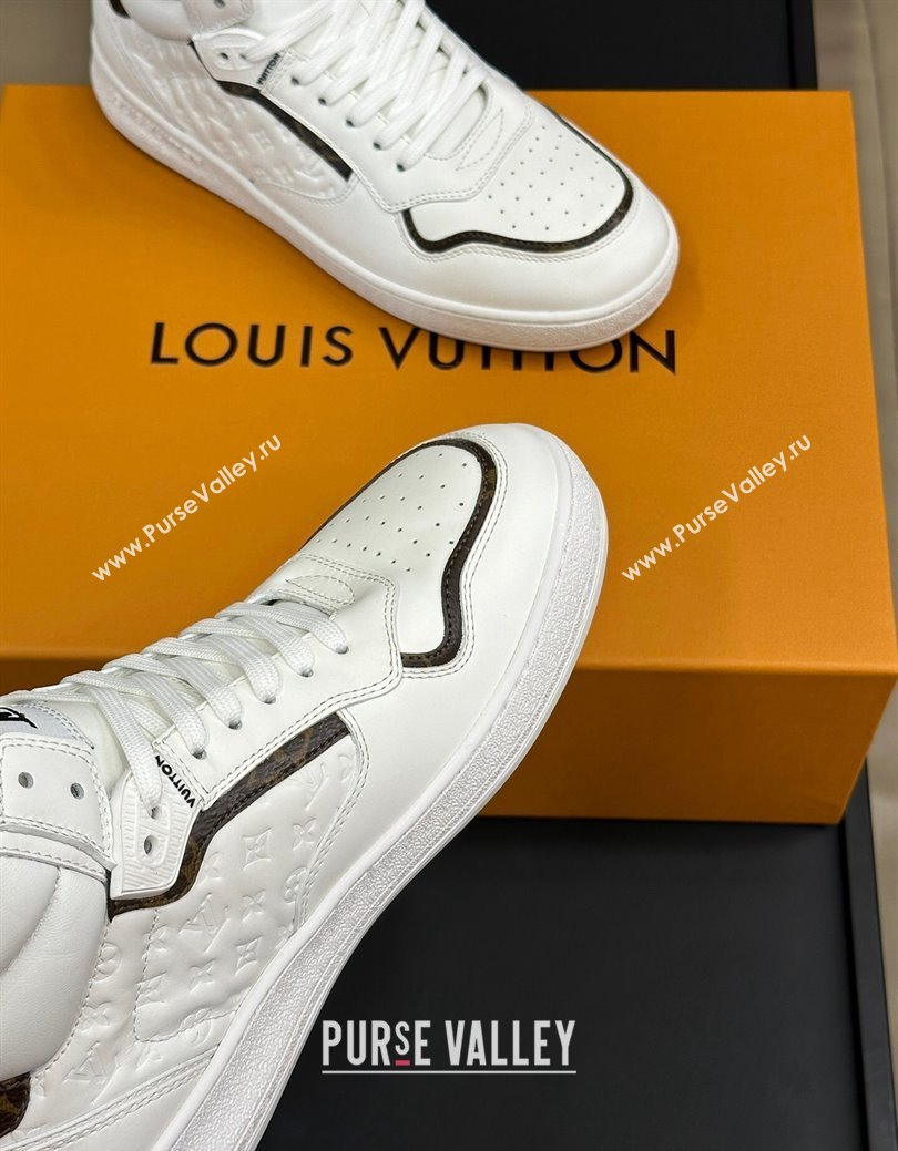 Louis Vuitton LV Stadium Mid Top Sneakers in Monogram-Debossed Leather White 2024 1ADCP5 (KL-241114068)