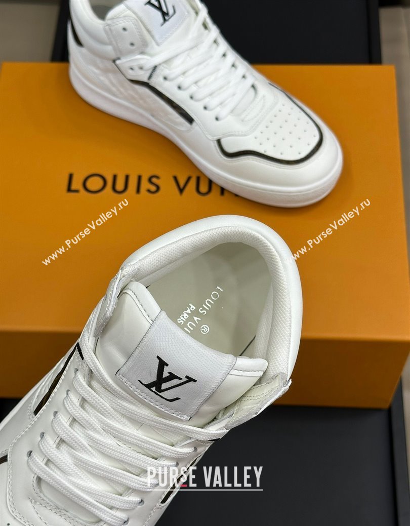 Louis Vuitton LV Stadium Mid Top Sneakers in Monogram-Debossed Leather White 2024 1ADCP5 (KL-241114068)