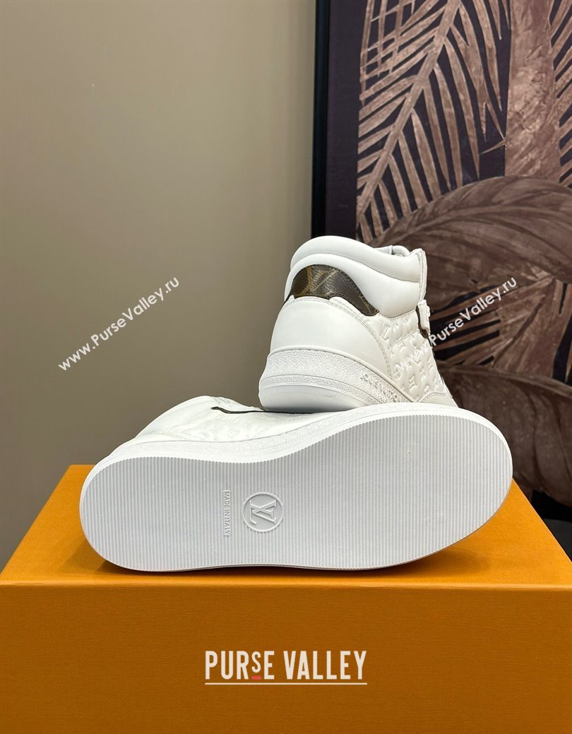 Louis Vuitton LV Stadium Mid Top Sneakers in Monogram-Debossed Leather White 2024 1ADCP5 (KL-241114068)