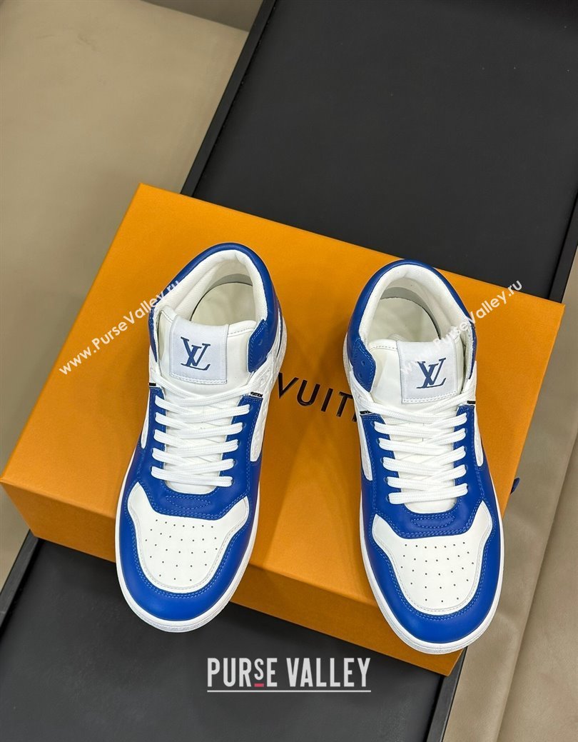 Louis Vuitton LV Stadium Mid Top Sneakers in Monogram-Debossed Leather Blue 2024 1ADCP5 (KL-241114069)