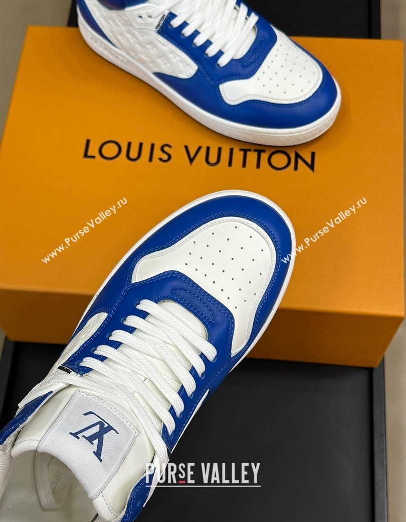 Louis Vuitton LV Stadium Mid Top Sneakers in Monogram-Debossed Leather Blue 2024 1ADCP5 (KL-241114069)