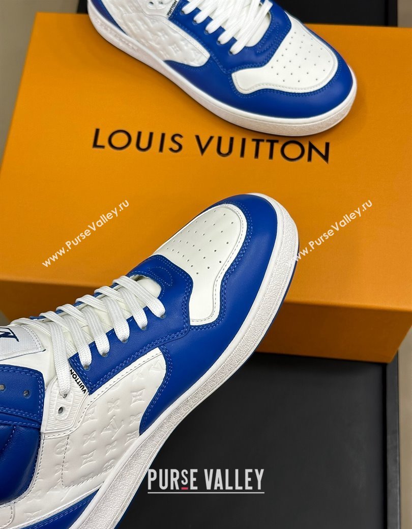 Louis Vuitton LV Stadium Mid Top Sneakers in Monogram-Debossed Leather Blue 2024 1ADCP5 (KL-241114069)