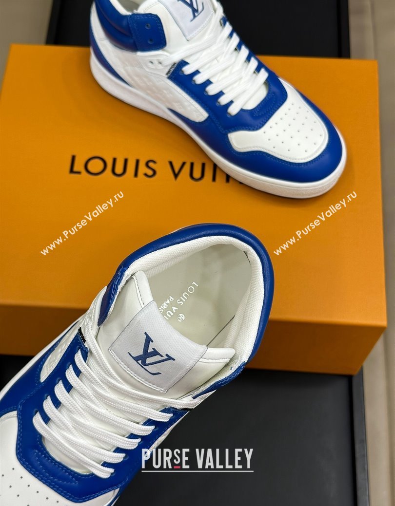 Louis Vuitton LV Stadium Mid Top Sneakers in Monogram-Debossed Leather Blue 2024 1ADCP5 (KL-241114069)