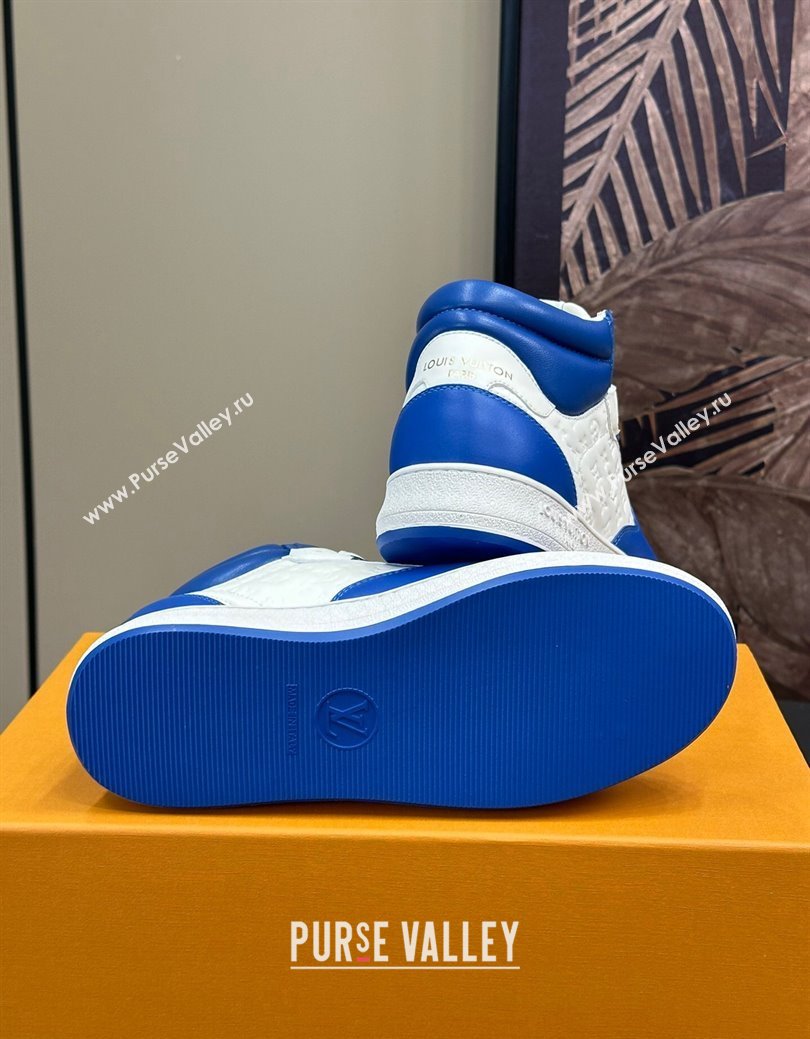 Louis Vuitton LV Stadium Mid Top Sneakers in Monogram-Debossed Leather Blue 2024 1ADCP5 (KL-241114069)