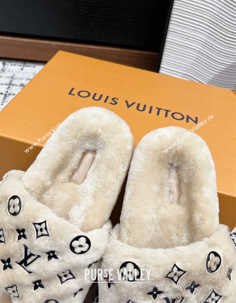 Louis Vuitton Wool Flat Slides Sandal Beige 2024 LV1114002 (KL-241114056)