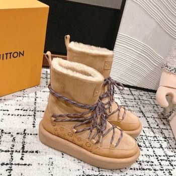 Louis Vuitton Aspen Platform Laces up Ankle Boots in Suede 1AC75R Brown 2024 (SS-241114077)