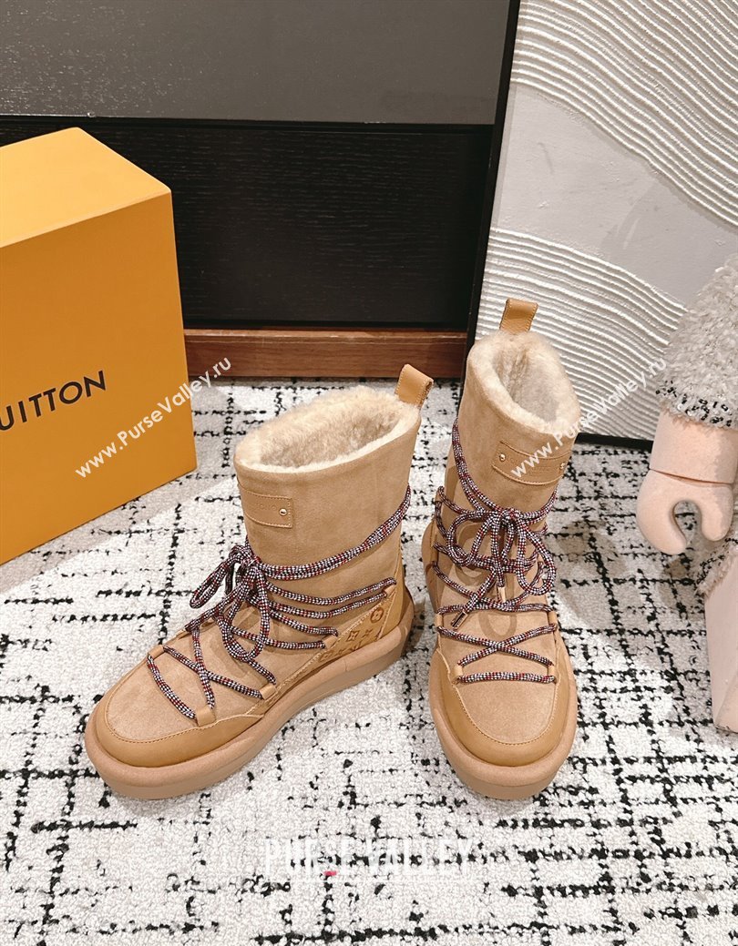 Louis Vuitton Aspen Platform Laces up Ankle Boots in Suede 1AC75R Brown 2024 (SS-241114077)