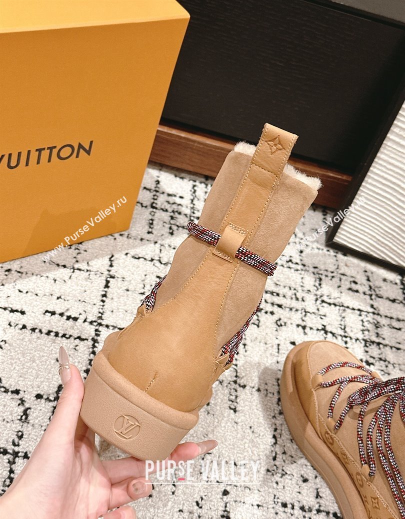 Louis Vuitton Aspen Platform Laces up Ankle Boots in Suede 1AC75R Brown 2024 (SS-241114077)