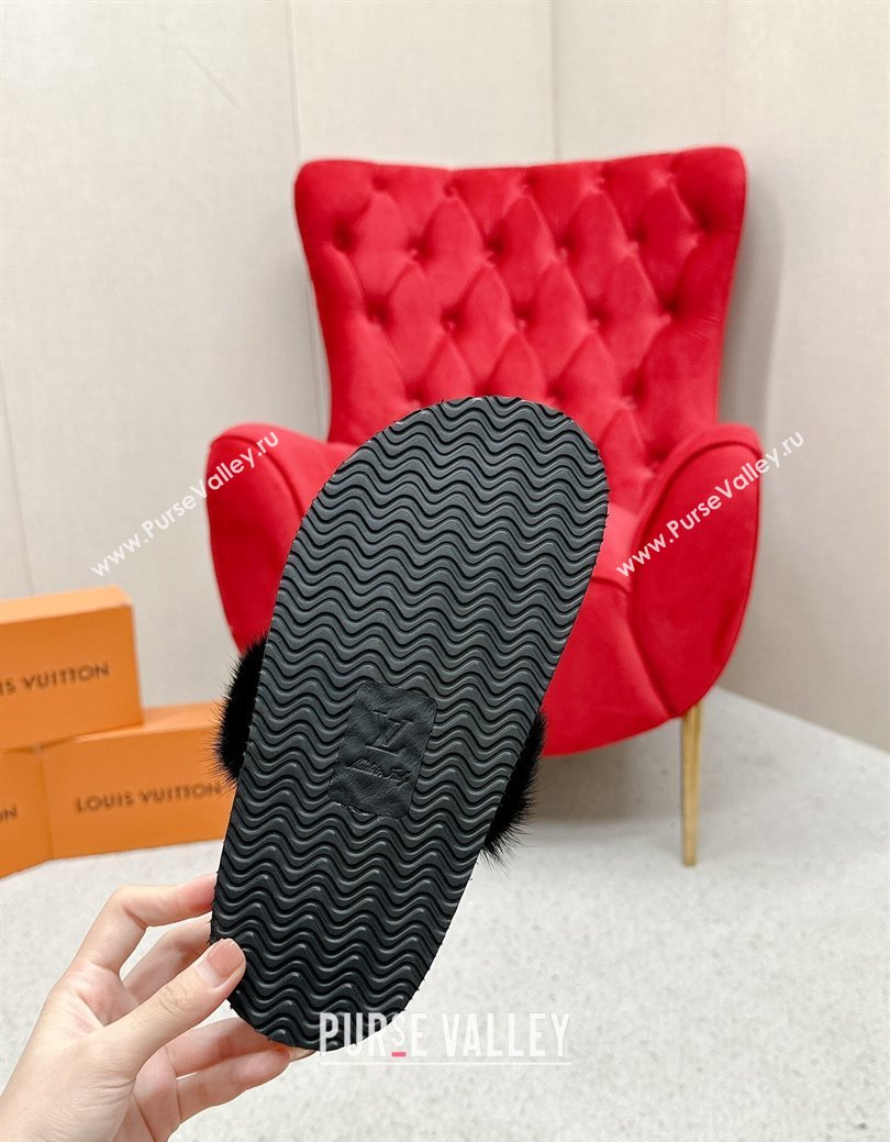 Louis Vuitton LV Cosy Flat Comfort Mules in Suede and Wool Black 2024 LV111403 (SS-241114058)