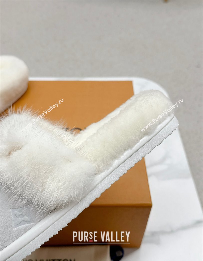 Louis Vuitton LV Cosy Flat Comfort Mules in Suede and Wool White 2024 LV111403 (SS-241114059)