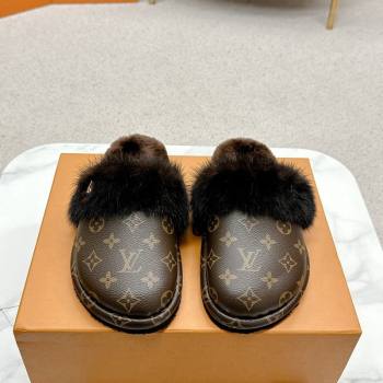 Louis Vuitton LV Cosy Flat Comfort Mules in Monogram Canvas and Wool 2024 LV111403 (SS-241114061)