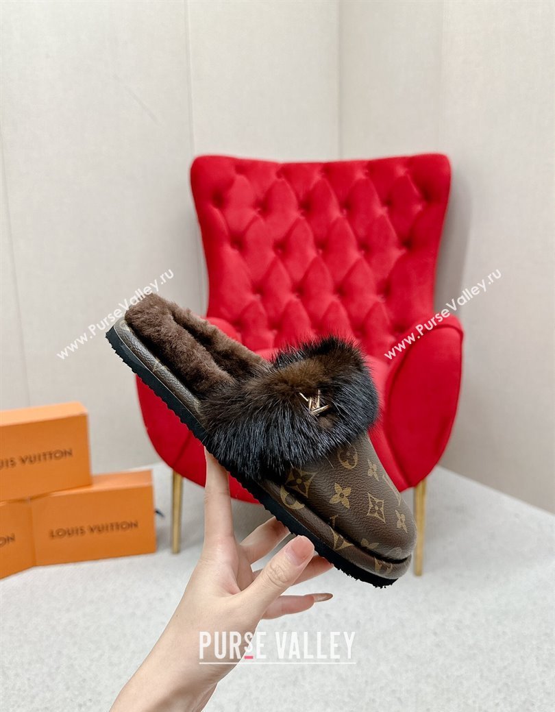 Louis Vuitton LV Cosy Flat Comfort Mules in Monogram Canvas and Wool 2024 LV111403 (SS-241114061)