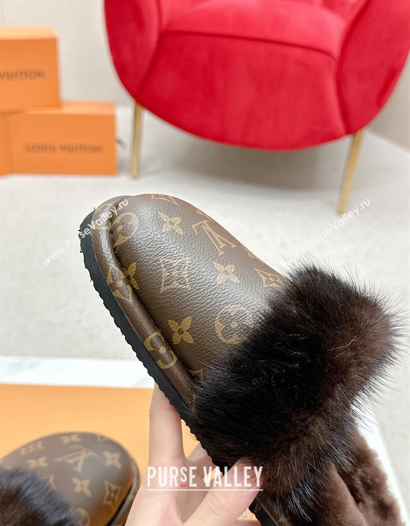 Louis Vuitton LV Cosy Flat Comfort Mules in Monogram Canvas and Wool 2024 LV111403 (SS-241114061)