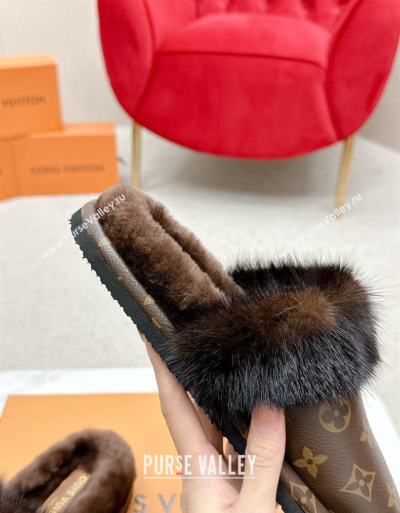 Louis Vuitton LV Cosy Flat Comfort Mules in Monogram Canvas and Wool 2024 LV111403 (SS-241114061)