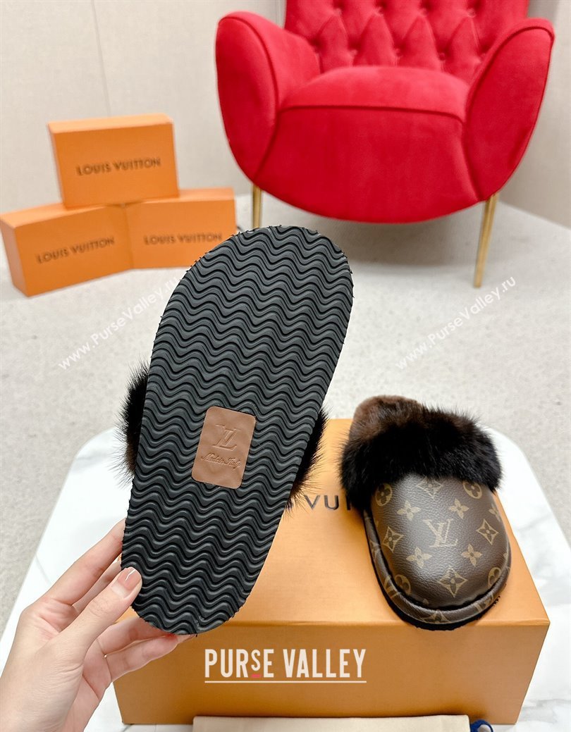 Louis Vuitton LV Cosy Flat Comfort Mules in Monogram Canvas and Wool 2024 LV111403 (SS-241114061)