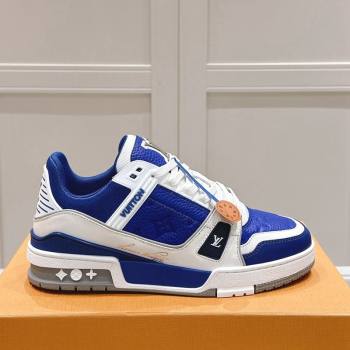 Louis Vuitton LV Trainer Sneakers in Grained Leather Blue 2024 LV111404 (KL-241114062)