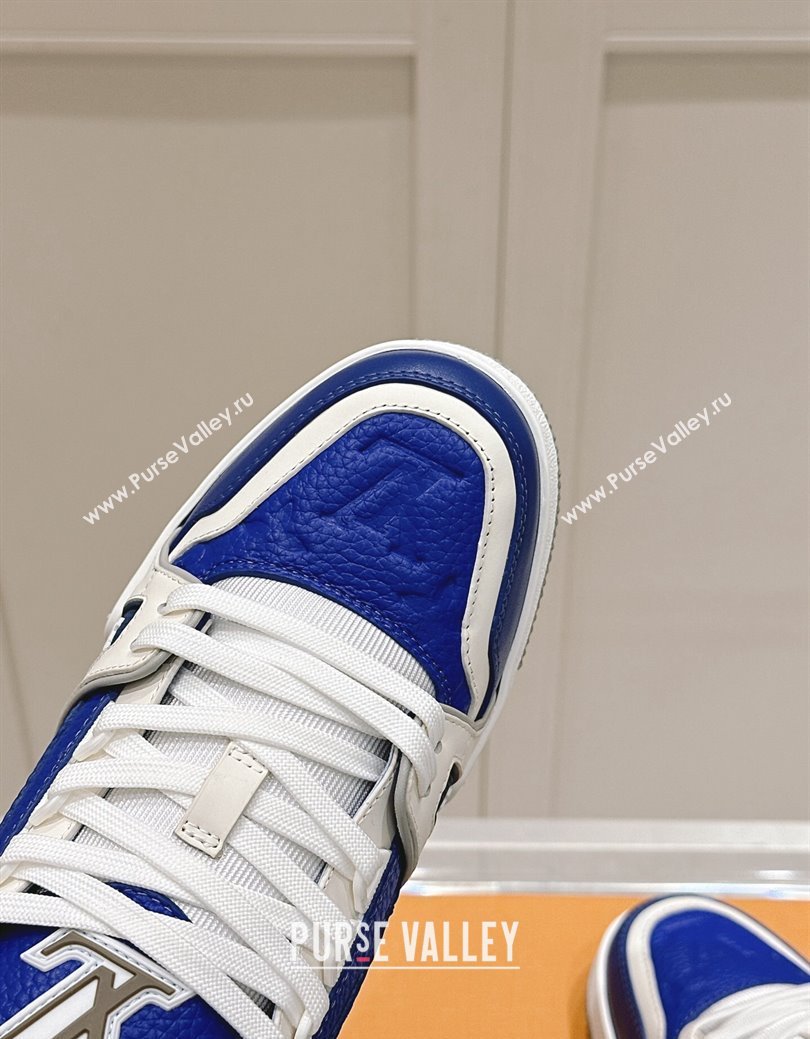 Louis Vuitton LV Trainer Sneakers in Grained Leather Blue 2024 LV111404 (KL-241114062)