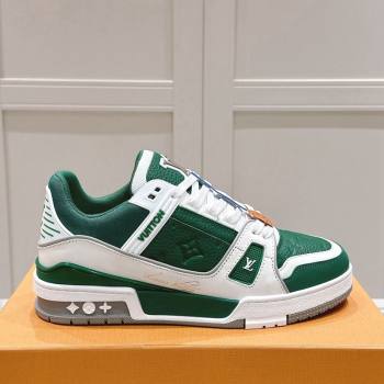 Louis Vuitton LV Trainer Sneakers in Grained Leather Green 2024 LV111404 (KL-241114063)