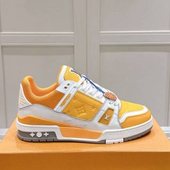 Louis Vuitton LV Trainer Sneakers in Grained Leather Yellow 2024 LV111404 (KL-241114064)