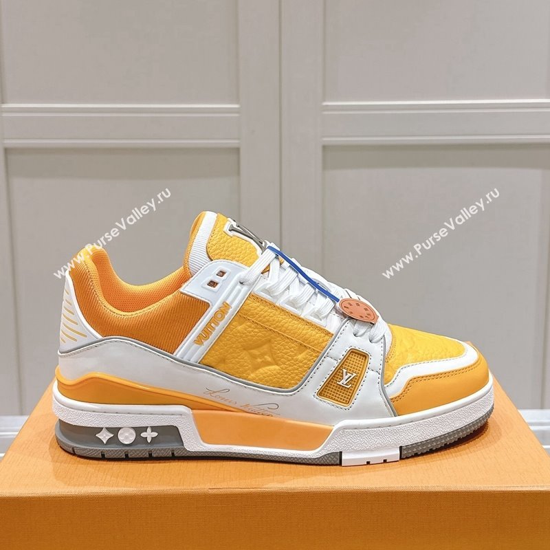 Louis Vuitton LV Trainer Sneakers in Grained Leather Yellow 2024 LV111404 (KL-241114064)