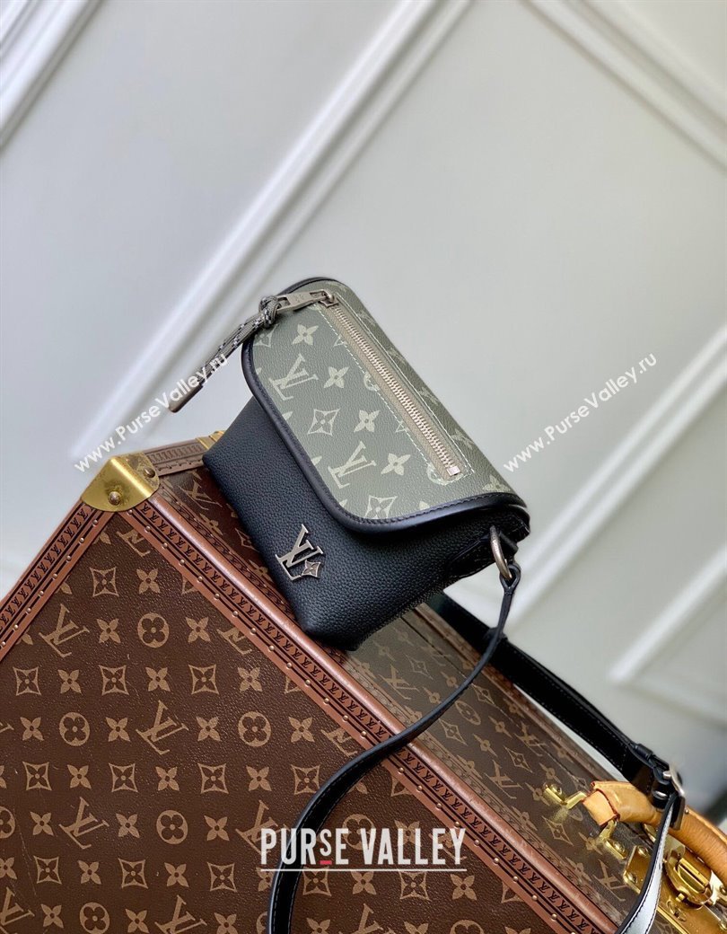 Louis Vuitton Mens Pulse Wearable Wallet Mini Bag Khaki Green/Black M12618 2024 (KI-241209081)