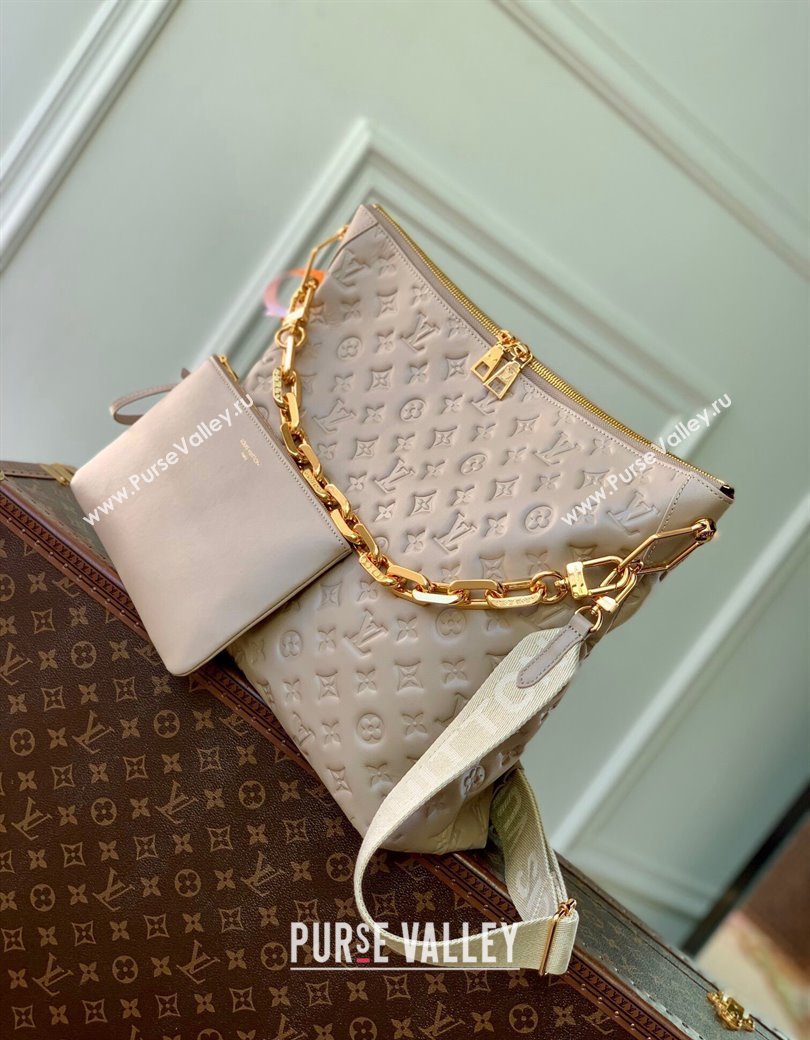 Louis Vuitton Coussin Hobo MM Bag in Monogram Leather M12071 Galet Grey 2024 (KI-241209069)