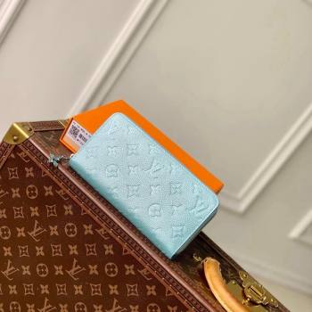 Louis Vuitton Zippy Wallet in Azur Frost Blue Supple Grained Leather M12680 2024 LV Ski Collection (KI-241210001)